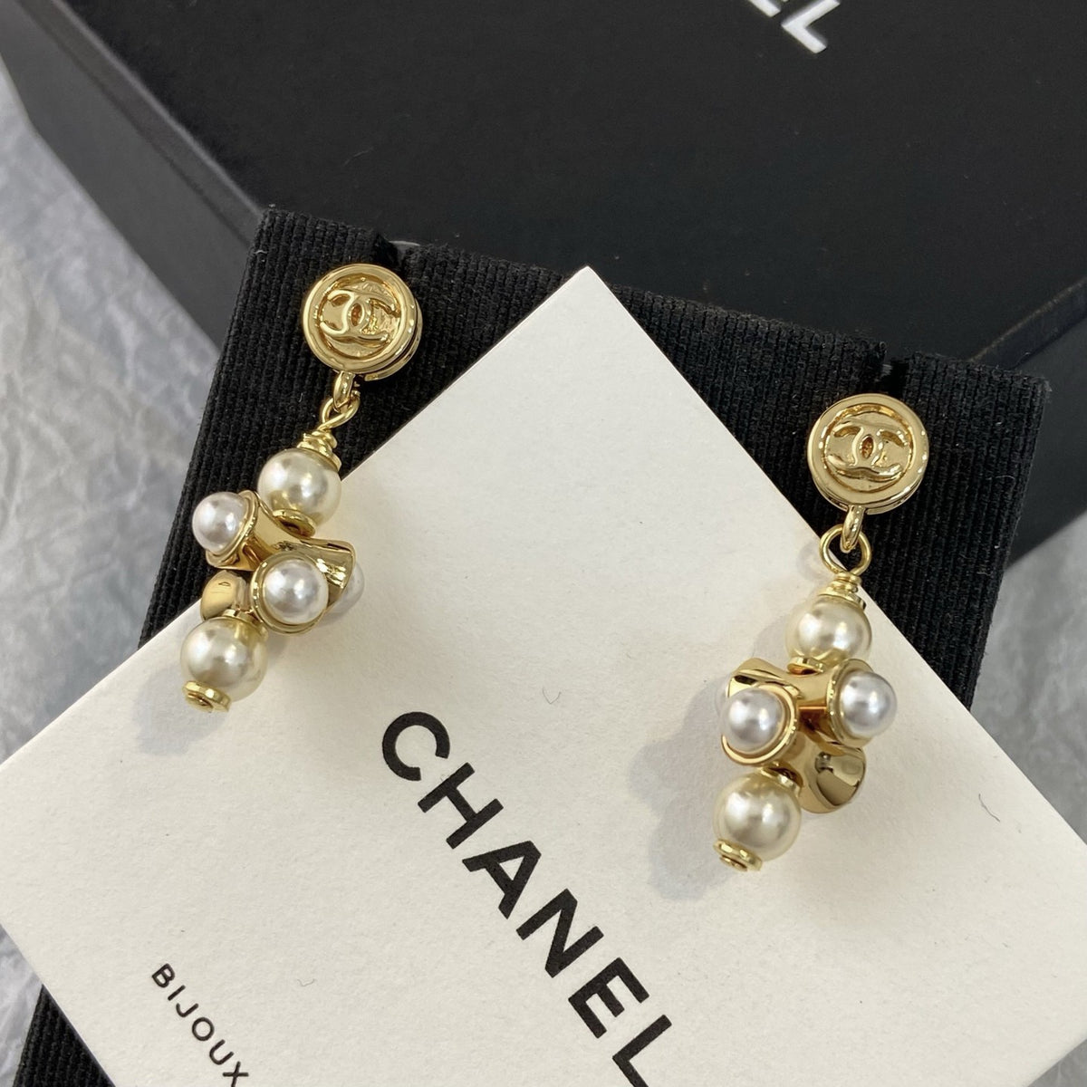 light gold letter Stud Earrings for women - product detail view