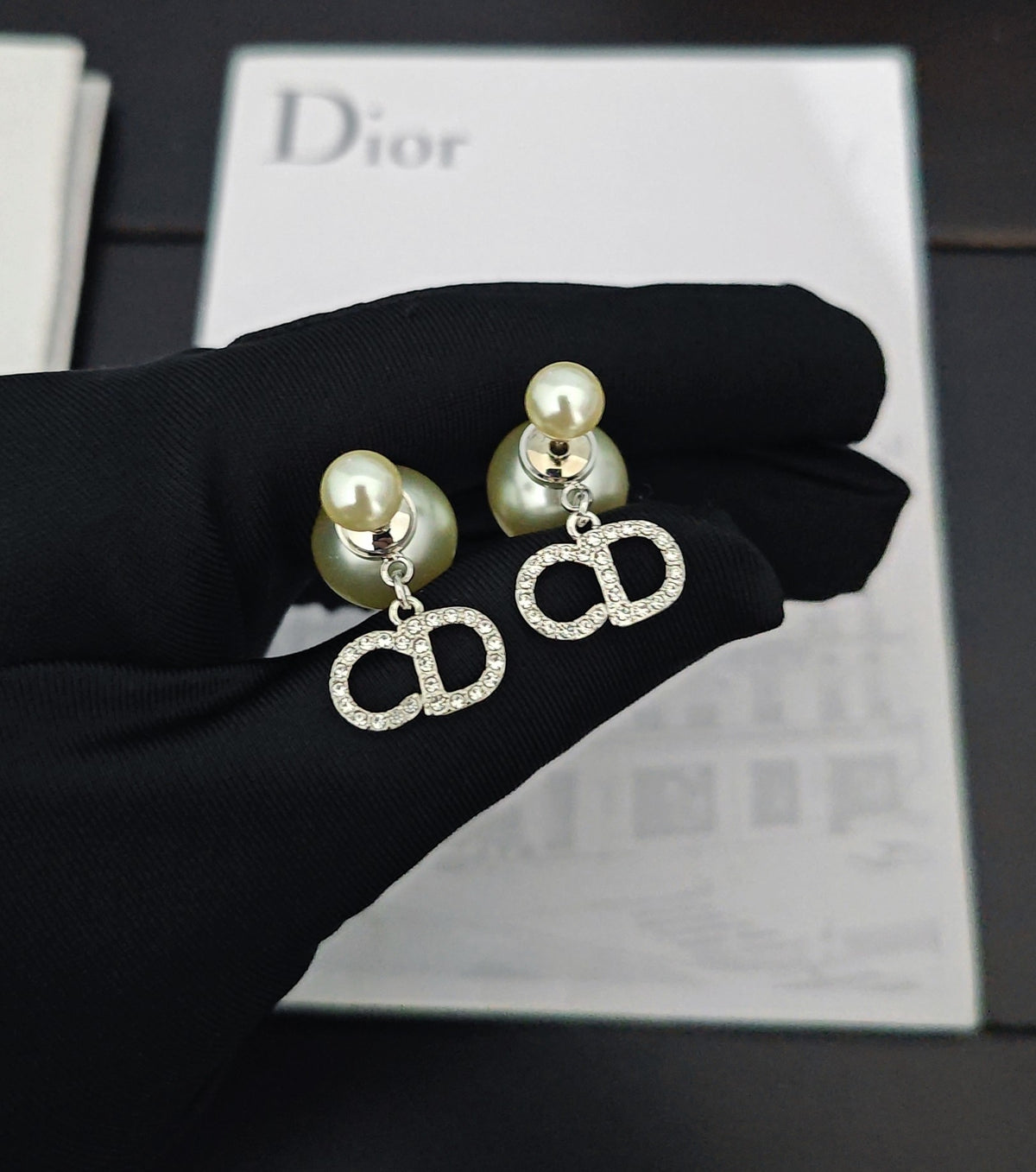 white gold brass pearl Stud Earrings for women - product detail view