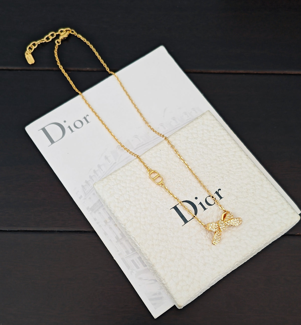 yellow brass butterfly Necklace for women - alternate angle view 5