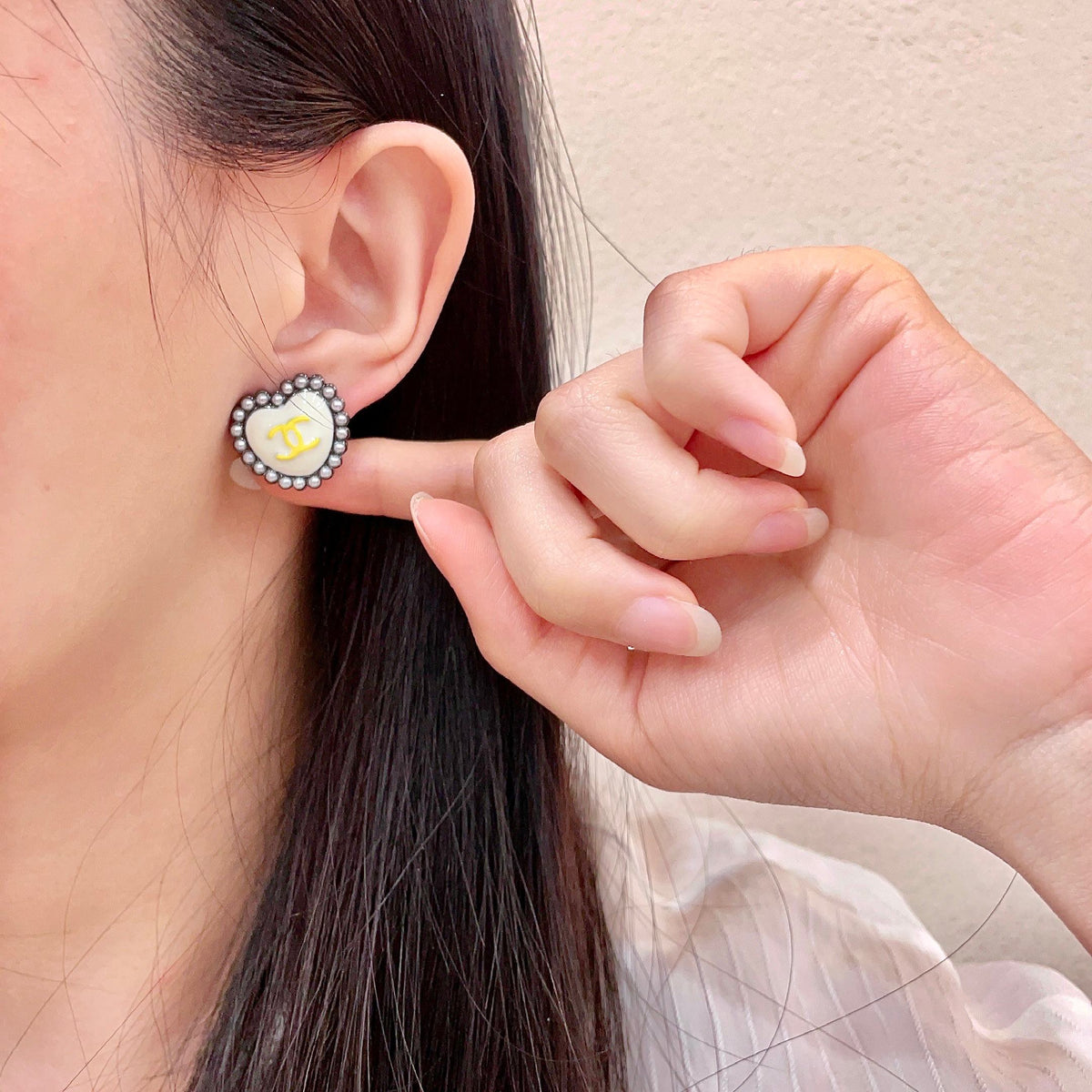 letter Stud Earrings for women - alternate angle view 2