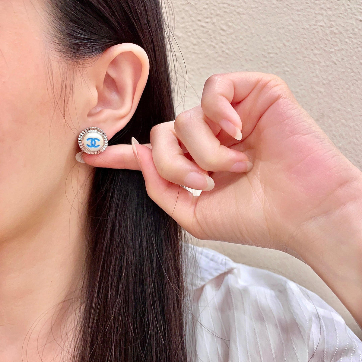 double c Stud Earrings for women - alternate angle view 2