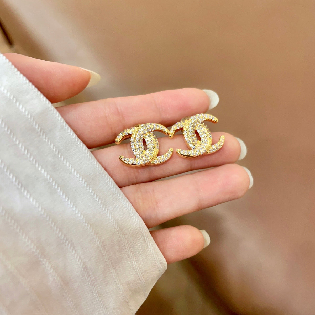 double c Stud Earrings for women - alternate angle view 4