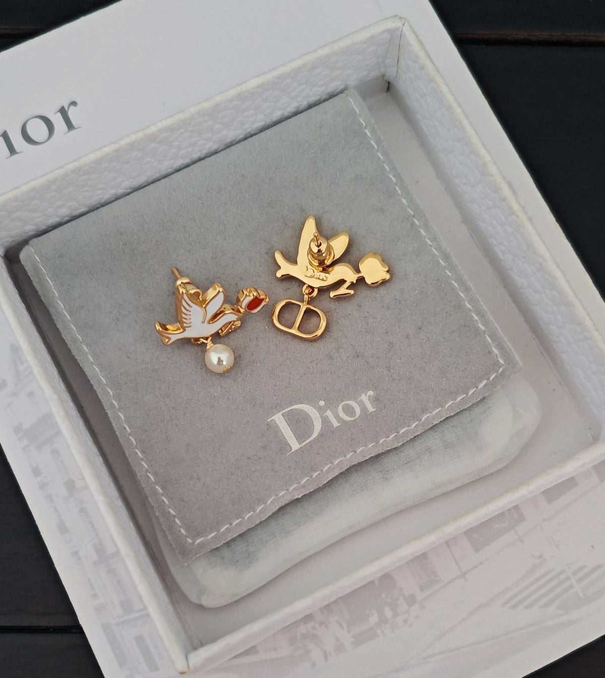 rose brass floral Drop Earrings for women - alternate angle view 4