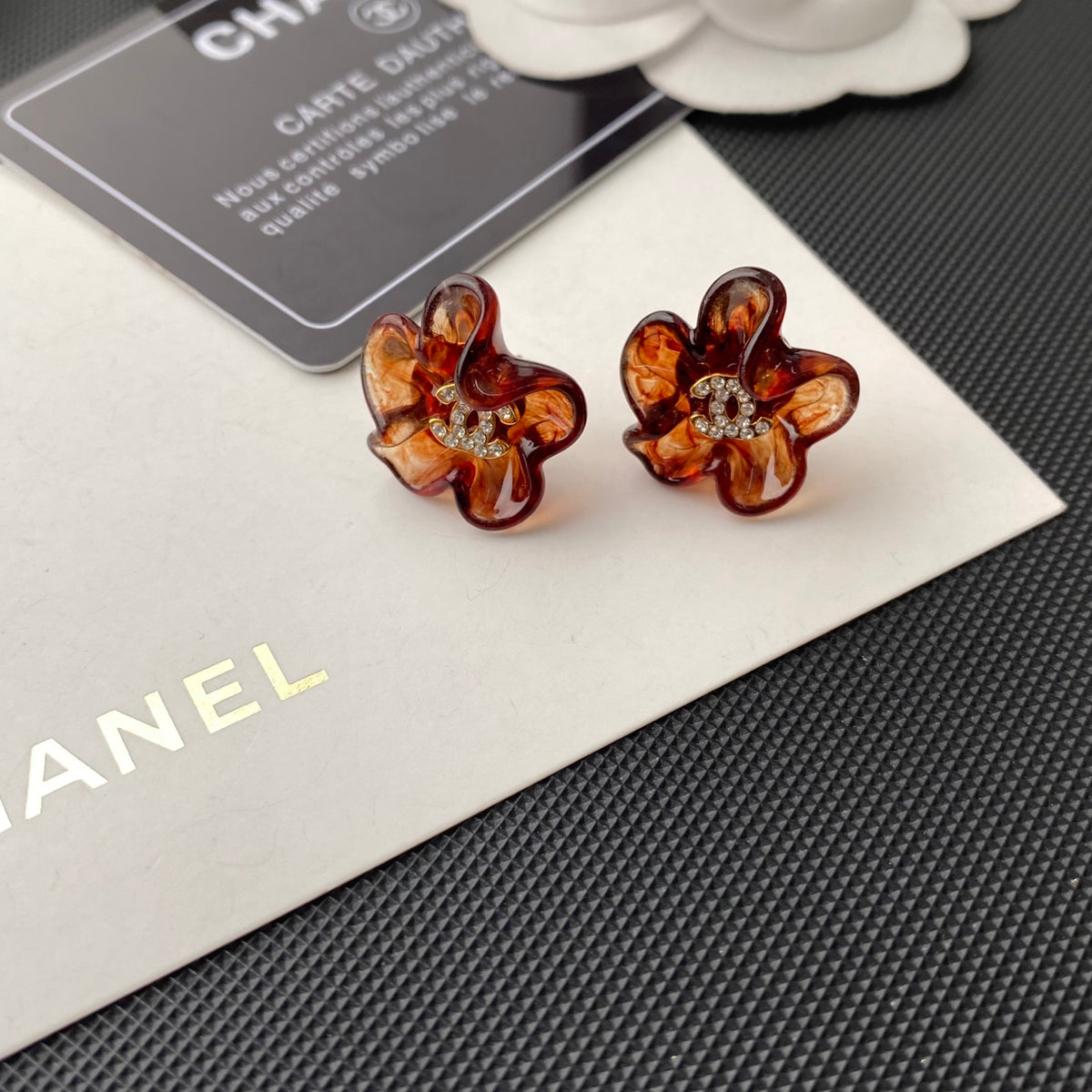 yellow 925 sterling silver floral Stud Earrings for women - alternate angle view 3