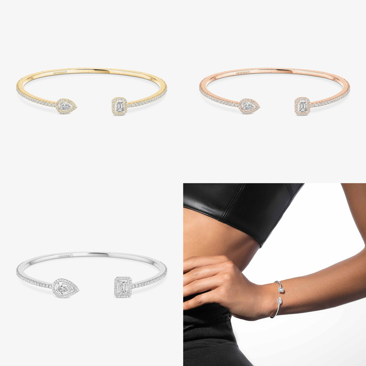 rose gold crystal rose Bangle for women - product detail view