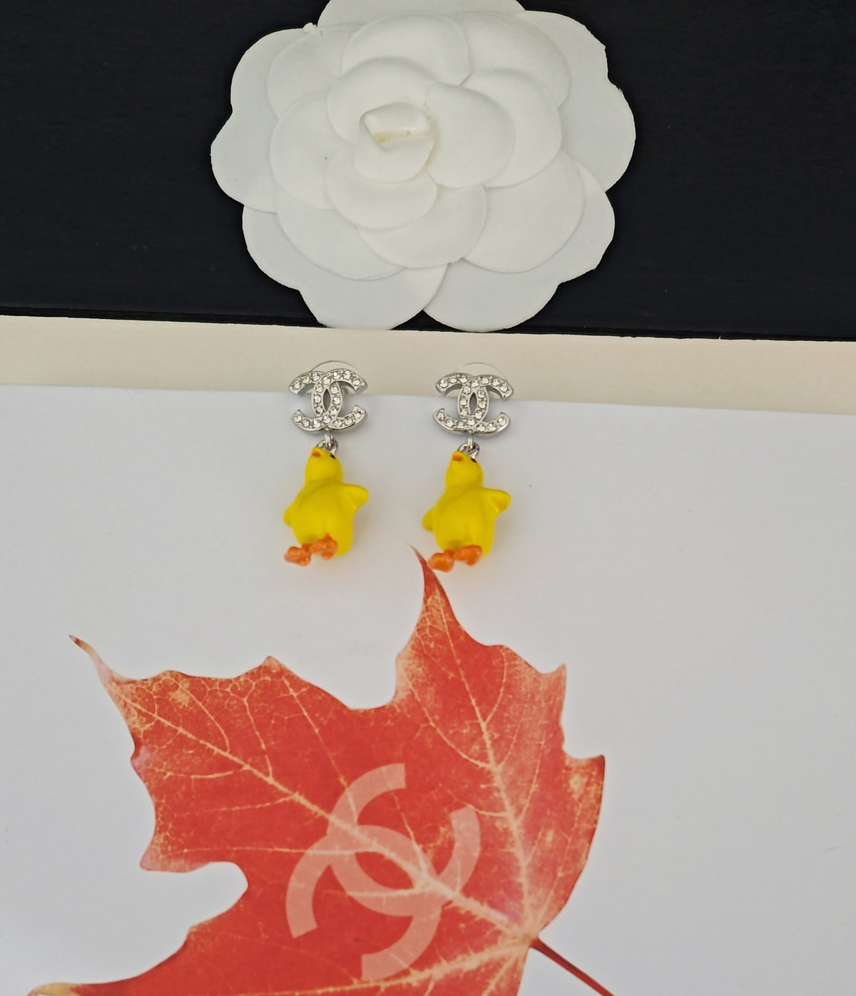 yellow brass Drop Earrings for women - alternate angle view 5