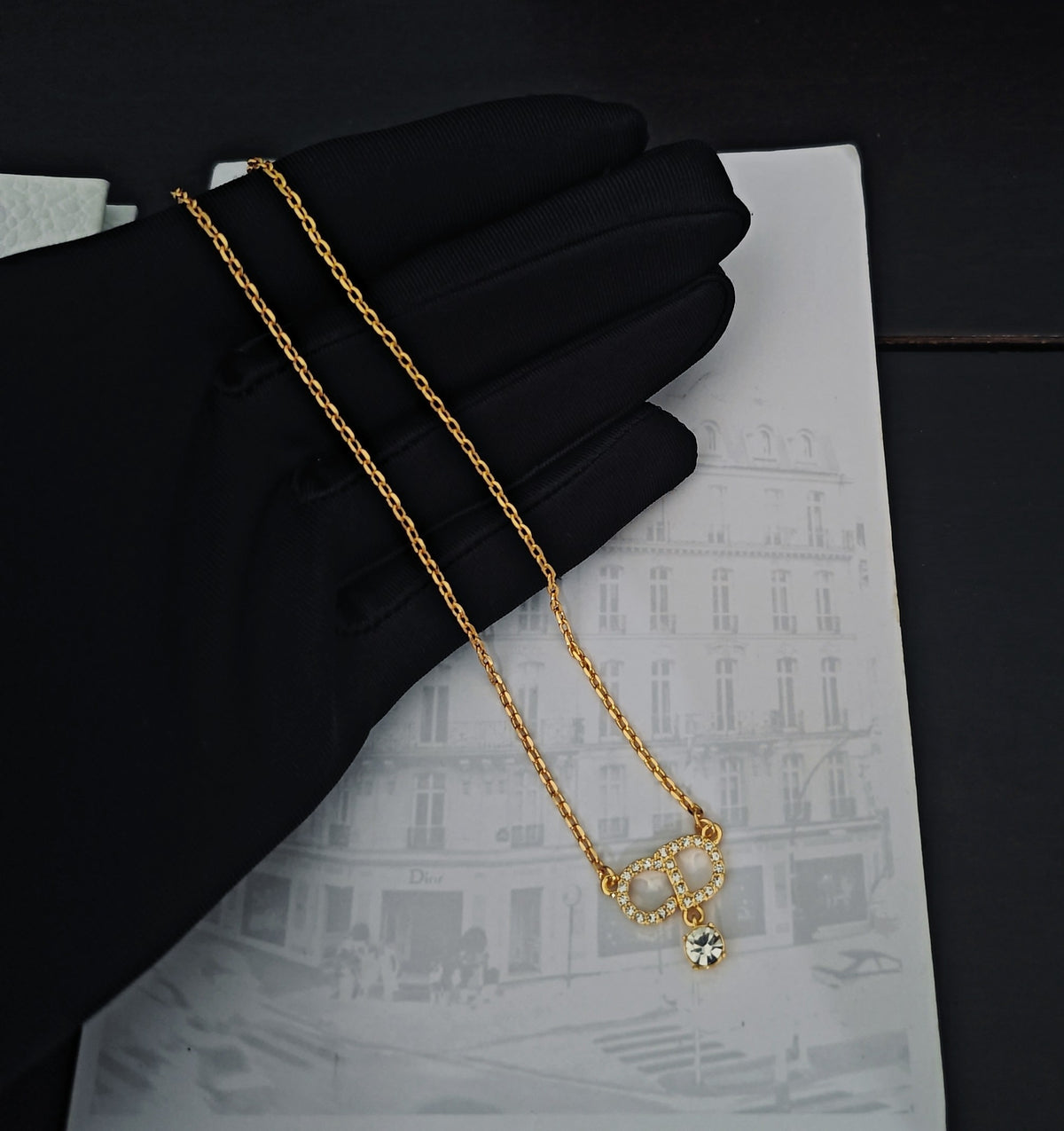gold brass Necklace for women - alternate angle view 3