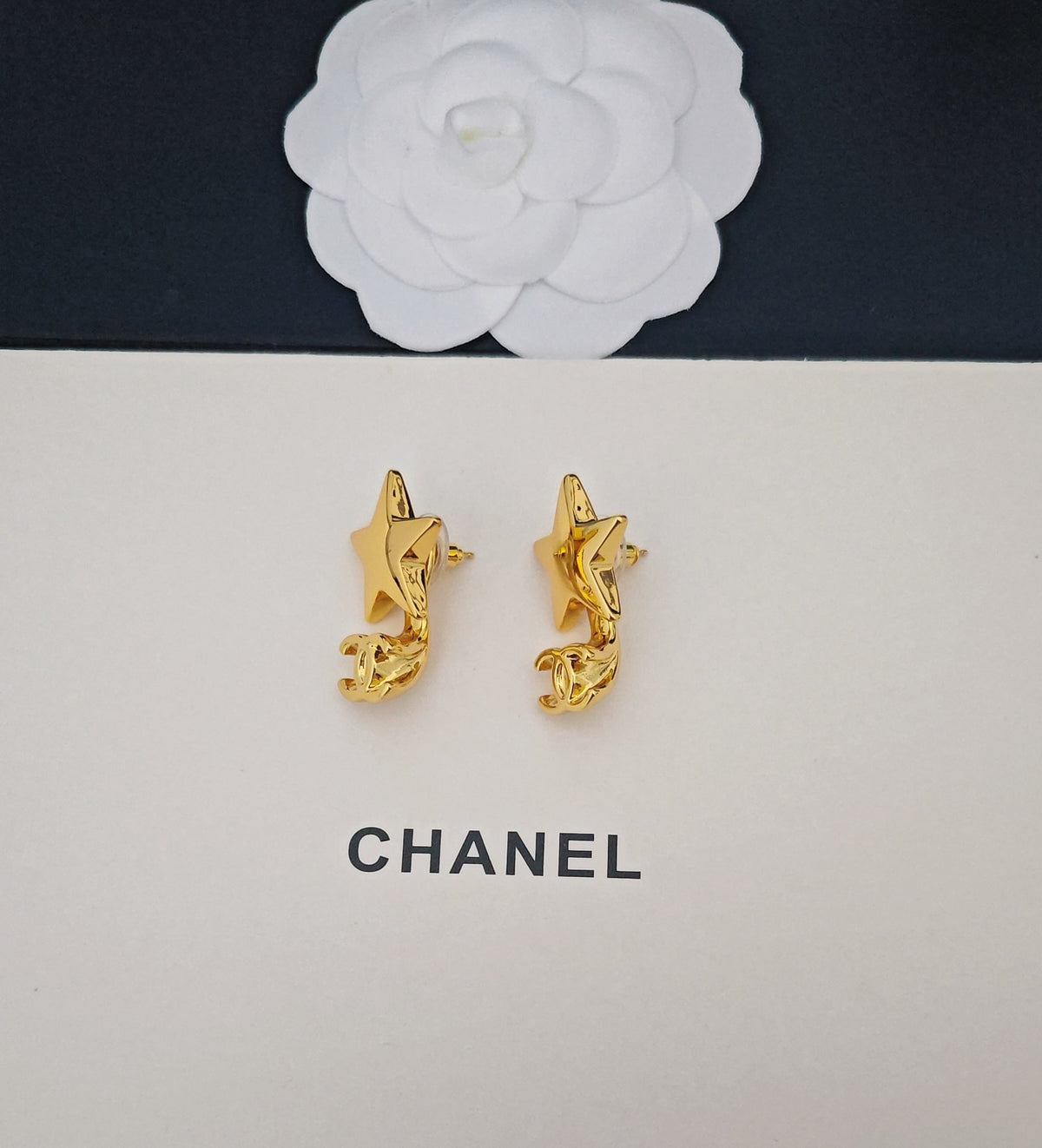 gold brass Drop Earrings for women - alternate angle view 4