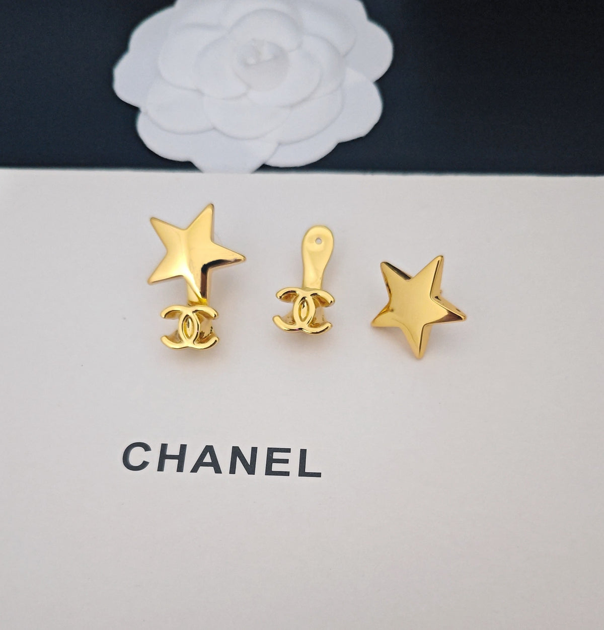 gold brass Drop Earrings for women - alternate angle view 5