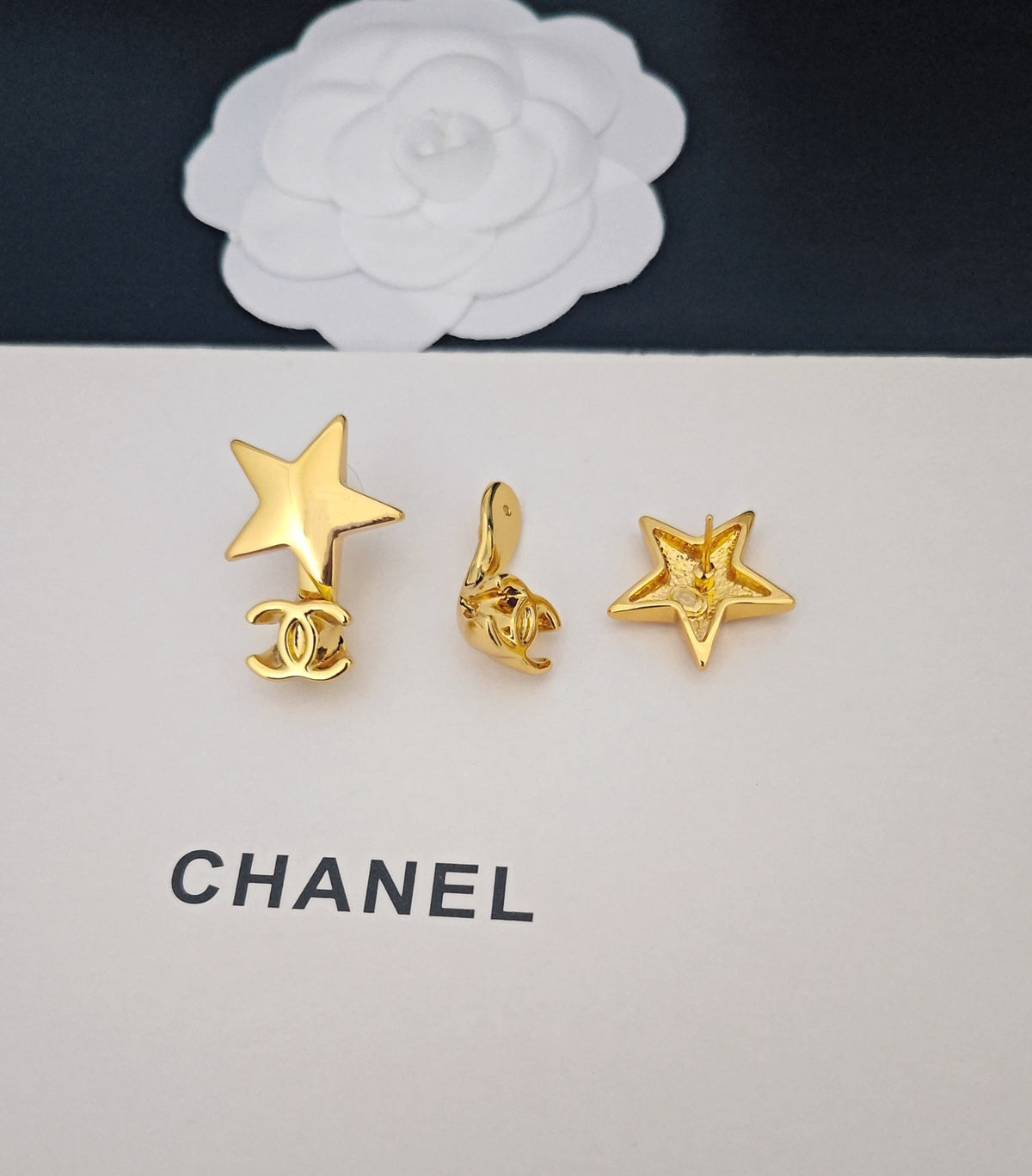 gold brass Drop Earrings for women - alternate angle view 6