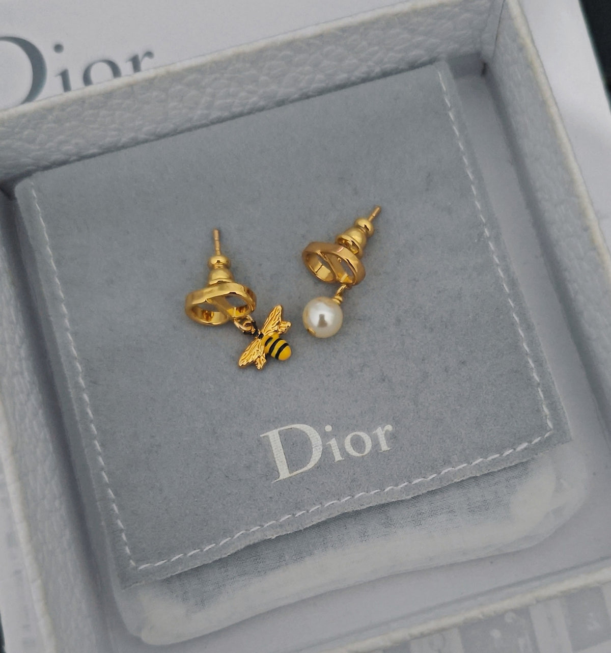 gold brass pearl Drop Earrings for women - alternate angle view 4