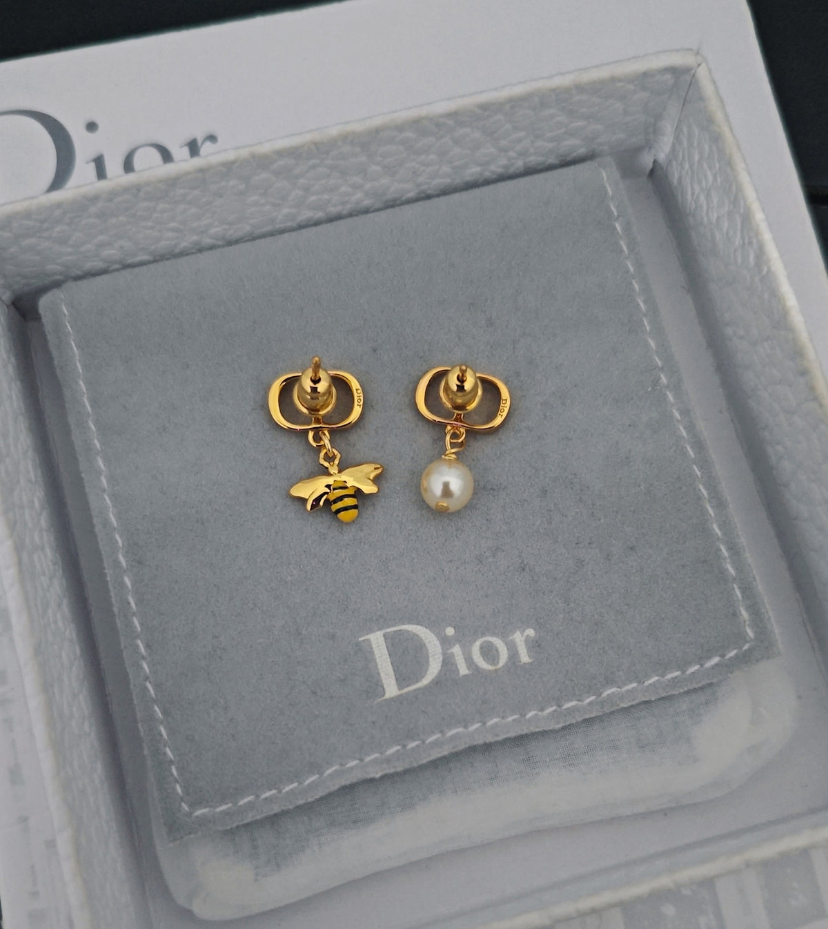 gold brass pearl Drop Earrings for women - alternate angle view 5