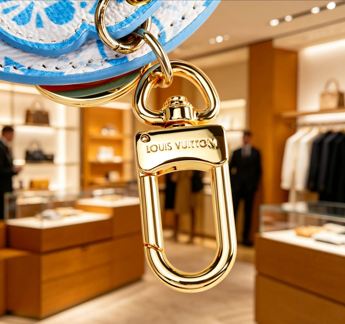contrast color leather floral Pendant for men - alternate angle view 5