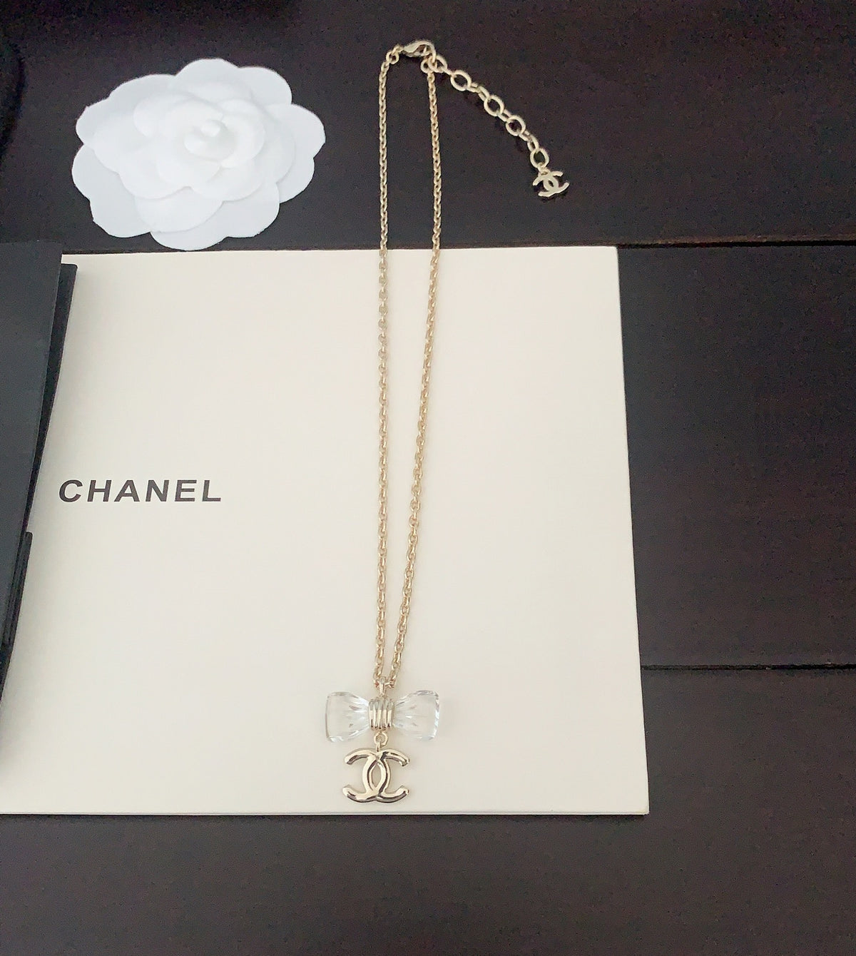 clear brass butterfly Necklace for women - alternate angle view 6