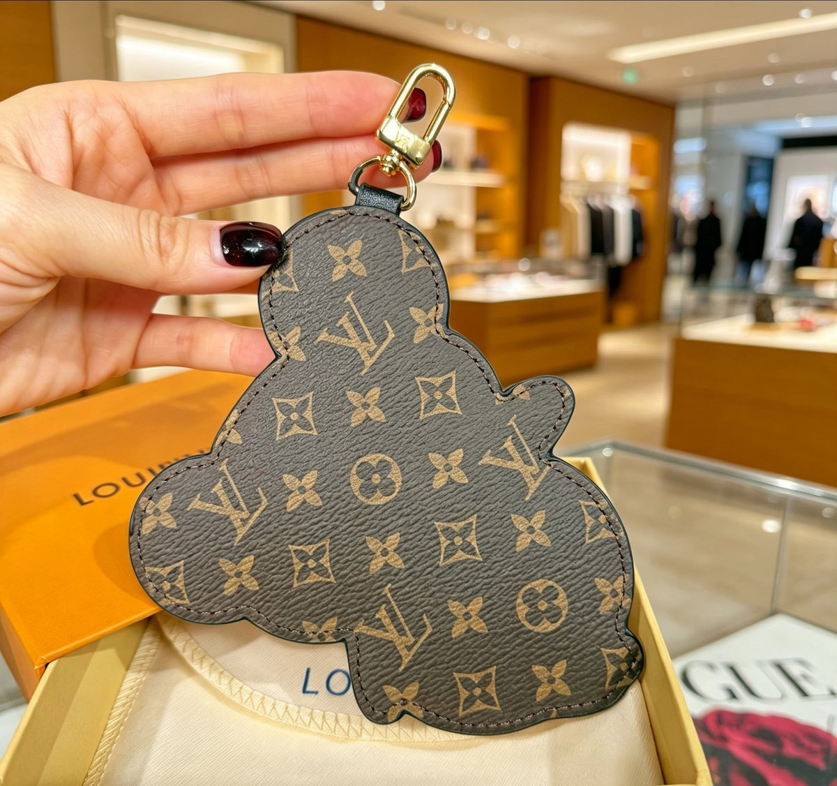 genuine leather letter Keychain for women - alternate angle view 5
