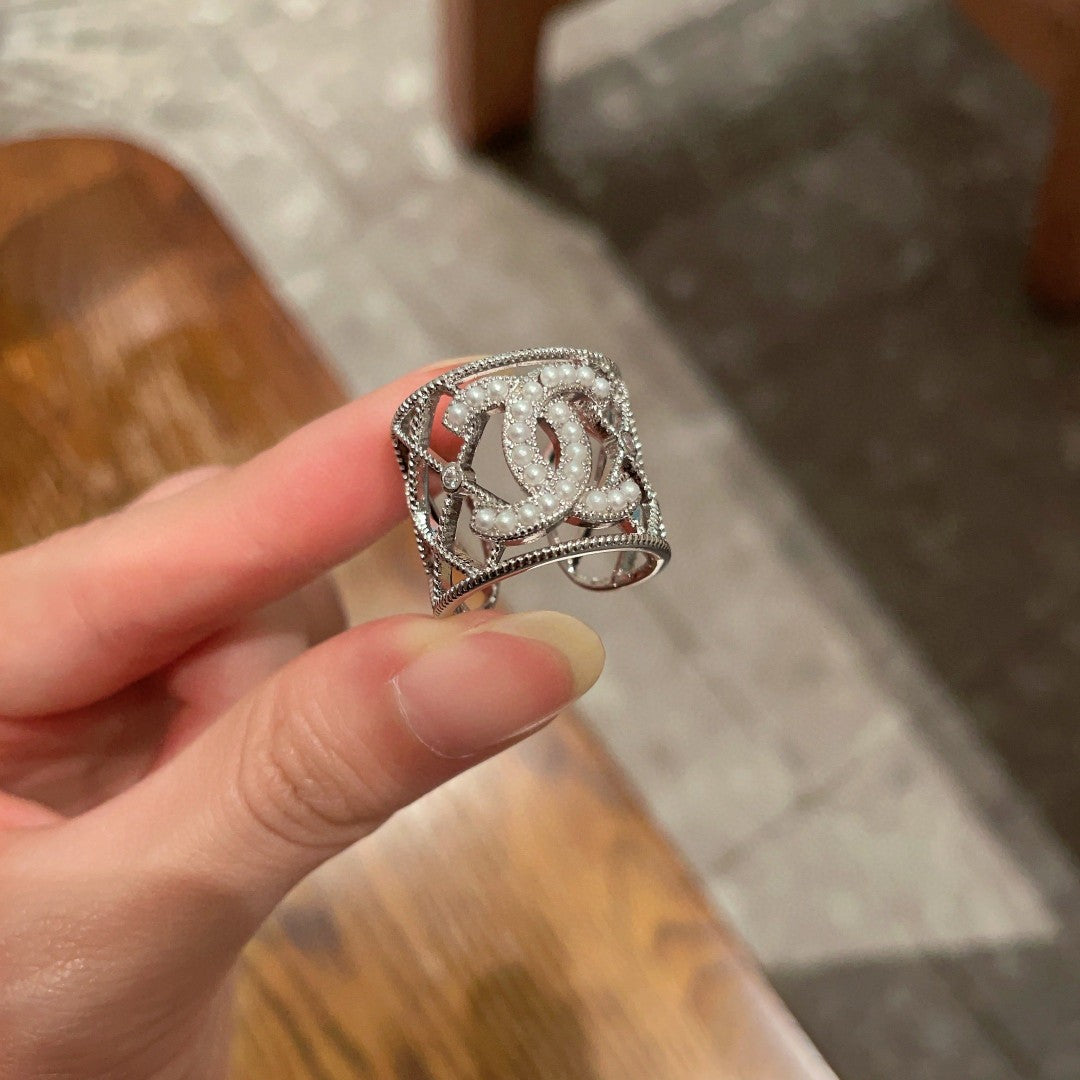 white letter Ring for women - alternate angle view 4