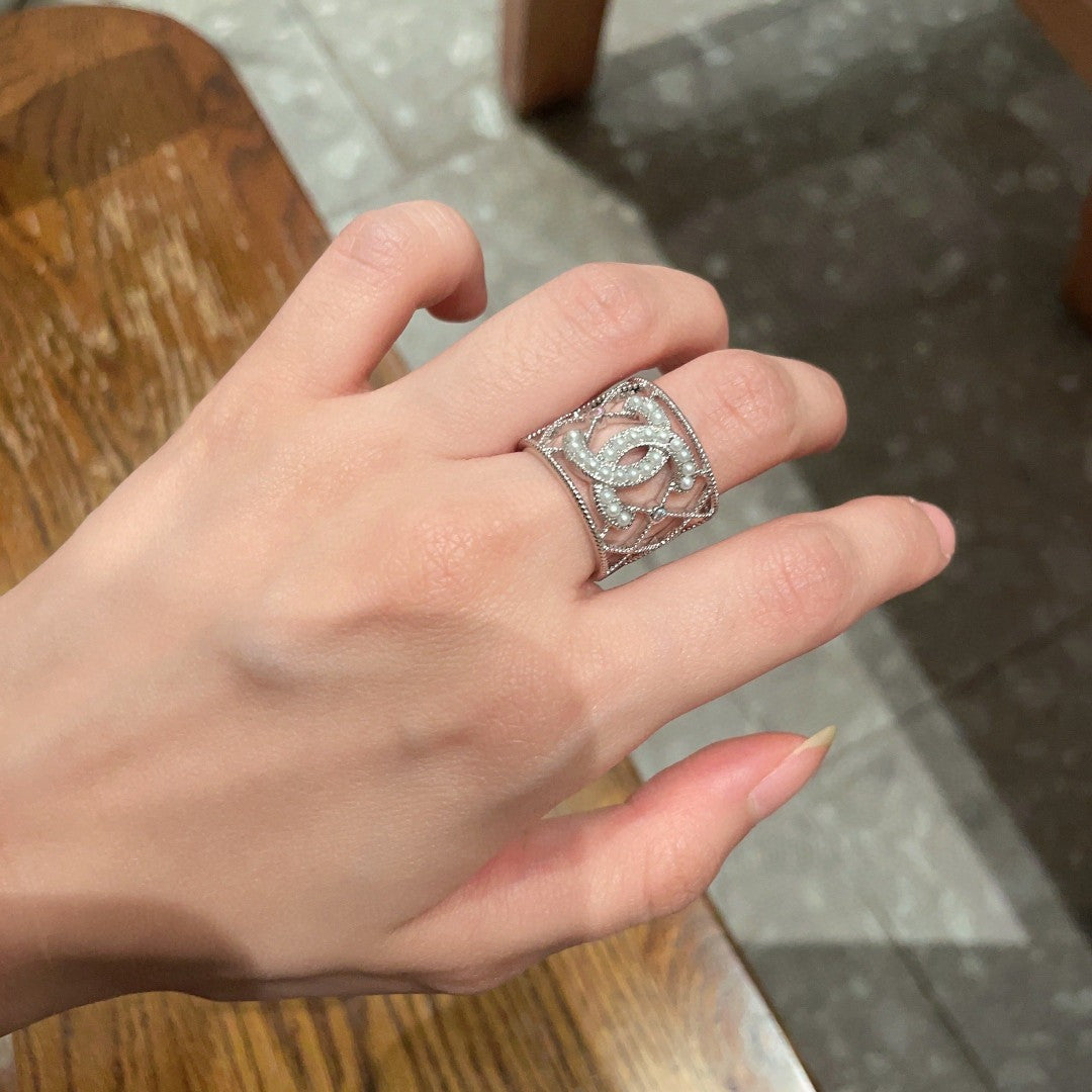 white letter Ring for women - alternate angle view 2