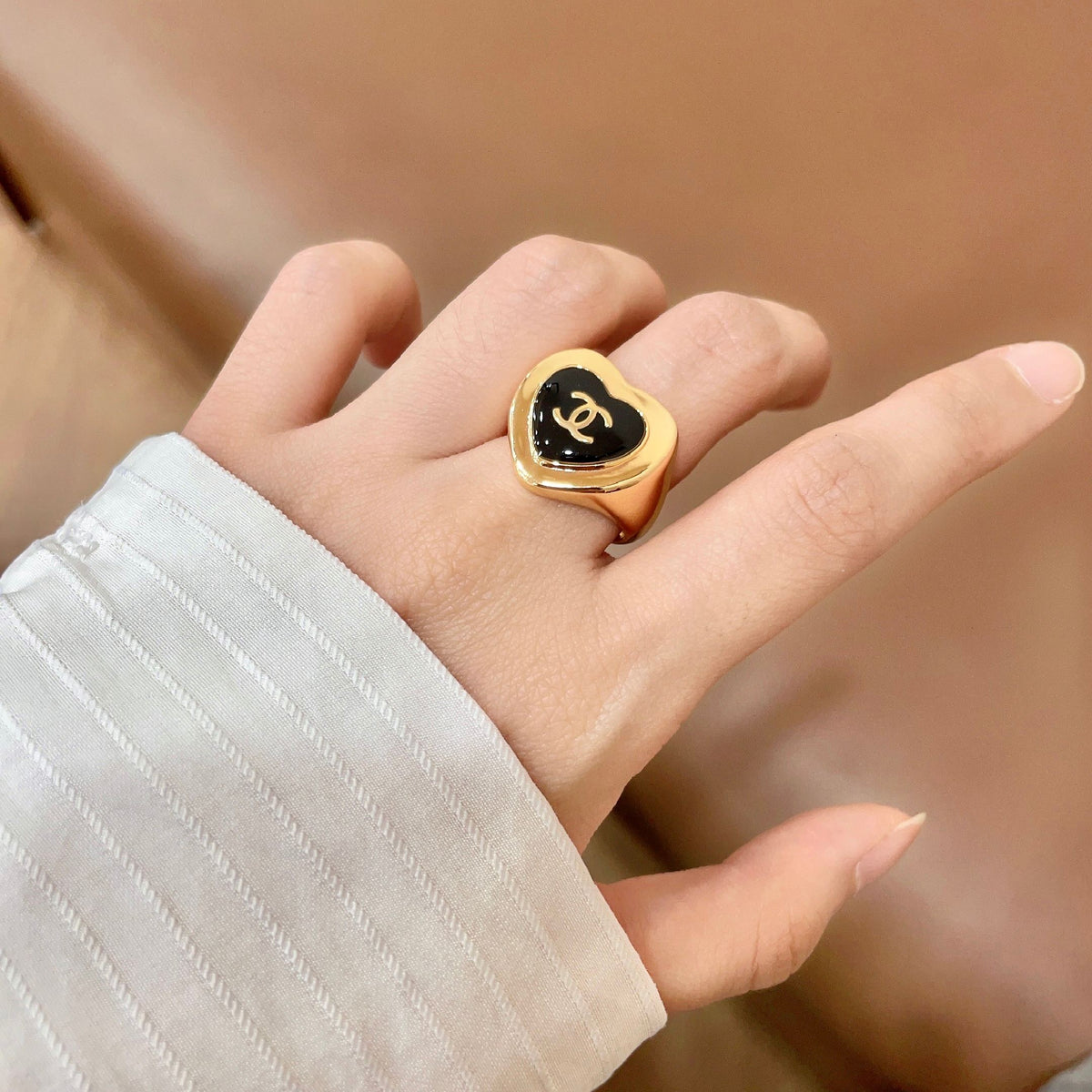 white letter Ring for women - alternate angle view 2