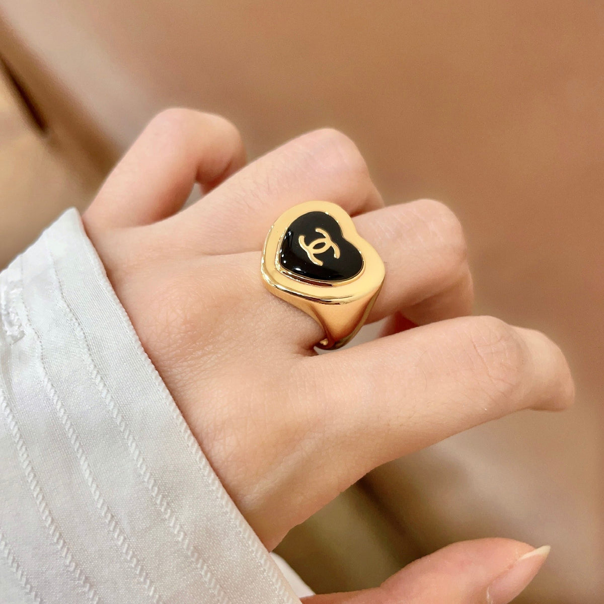 white letter Ring for women - product detail view