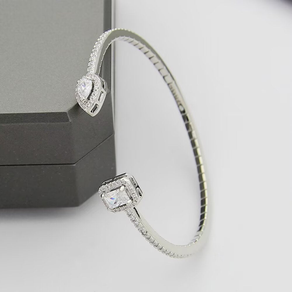 rose gold crystal rose Bangle for women - alternate angle view 4