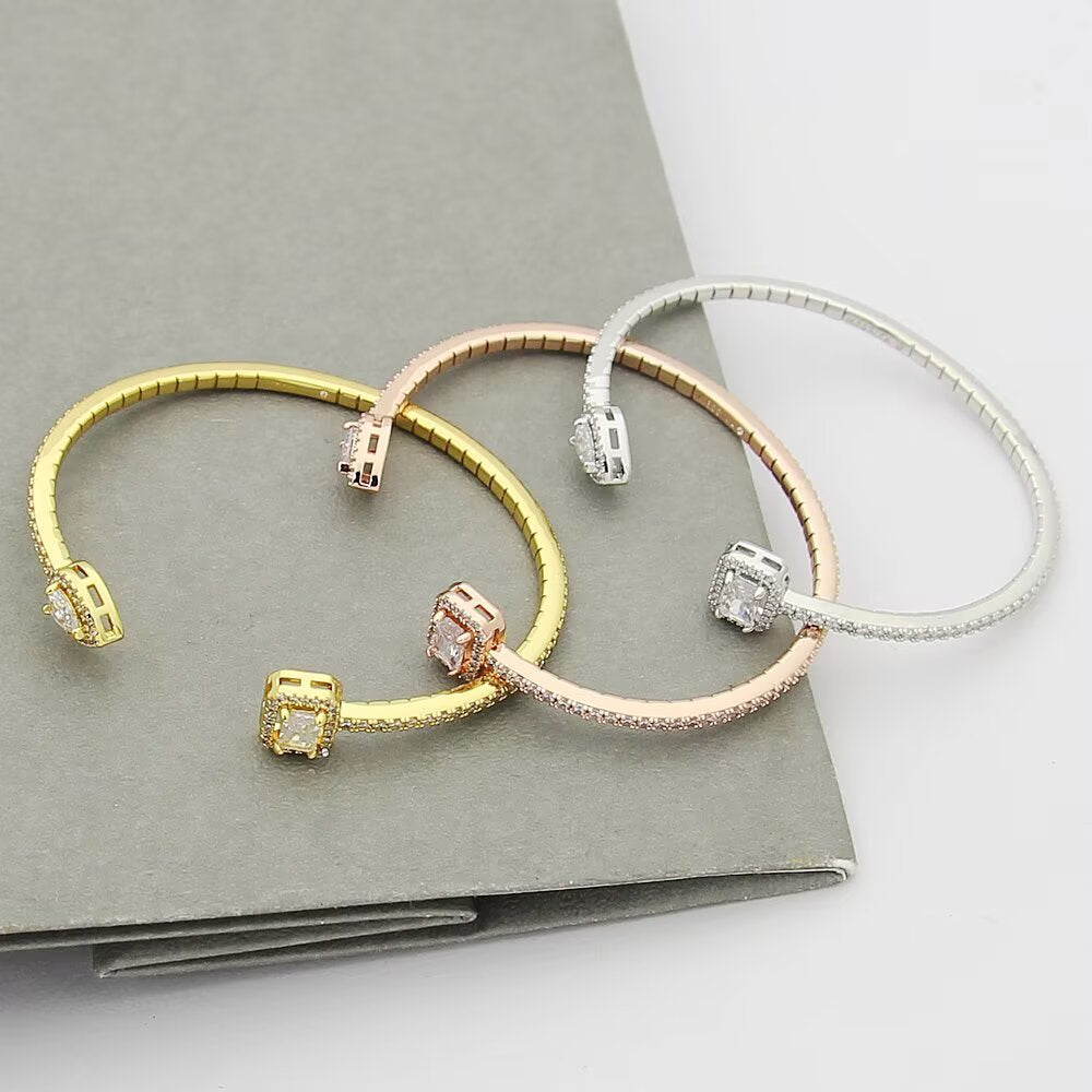 rose gold crystal rose Bangle for women - alternate angle view 6