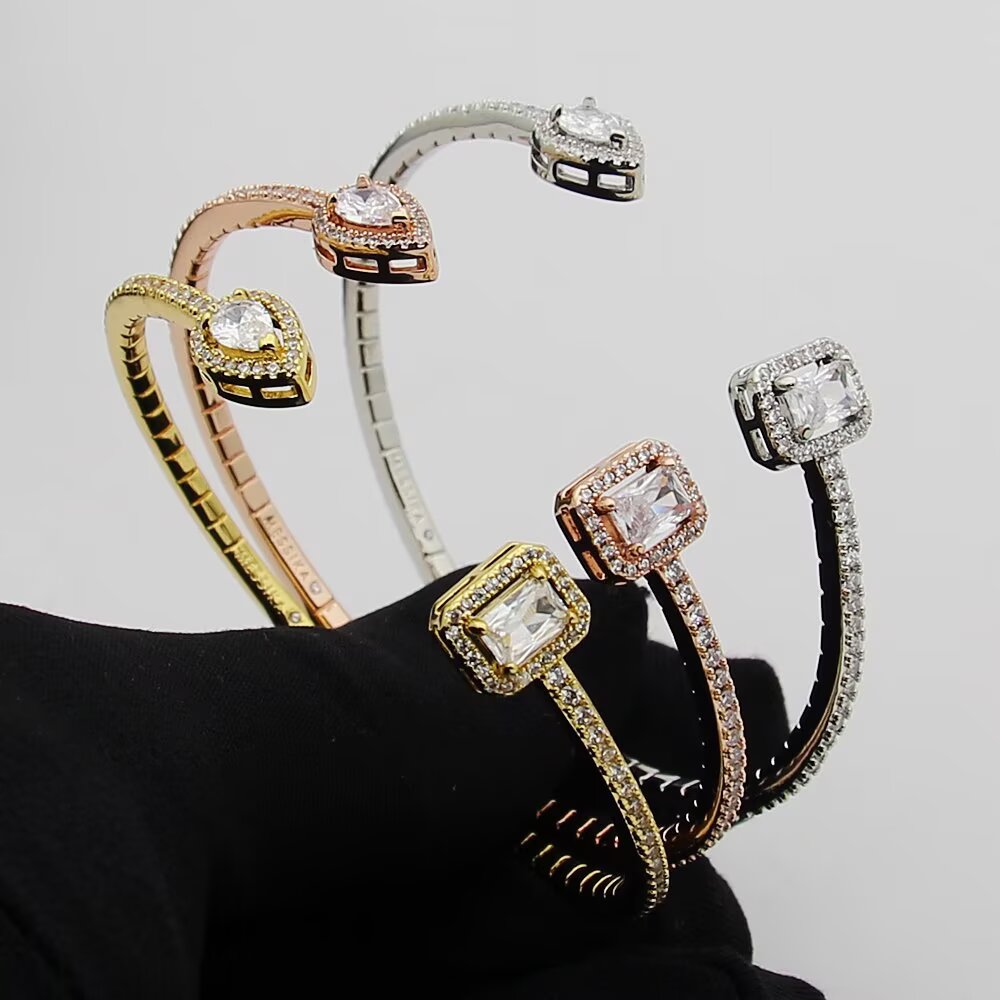 rose gold crystal rose Bangle for women - alternate angle view 8