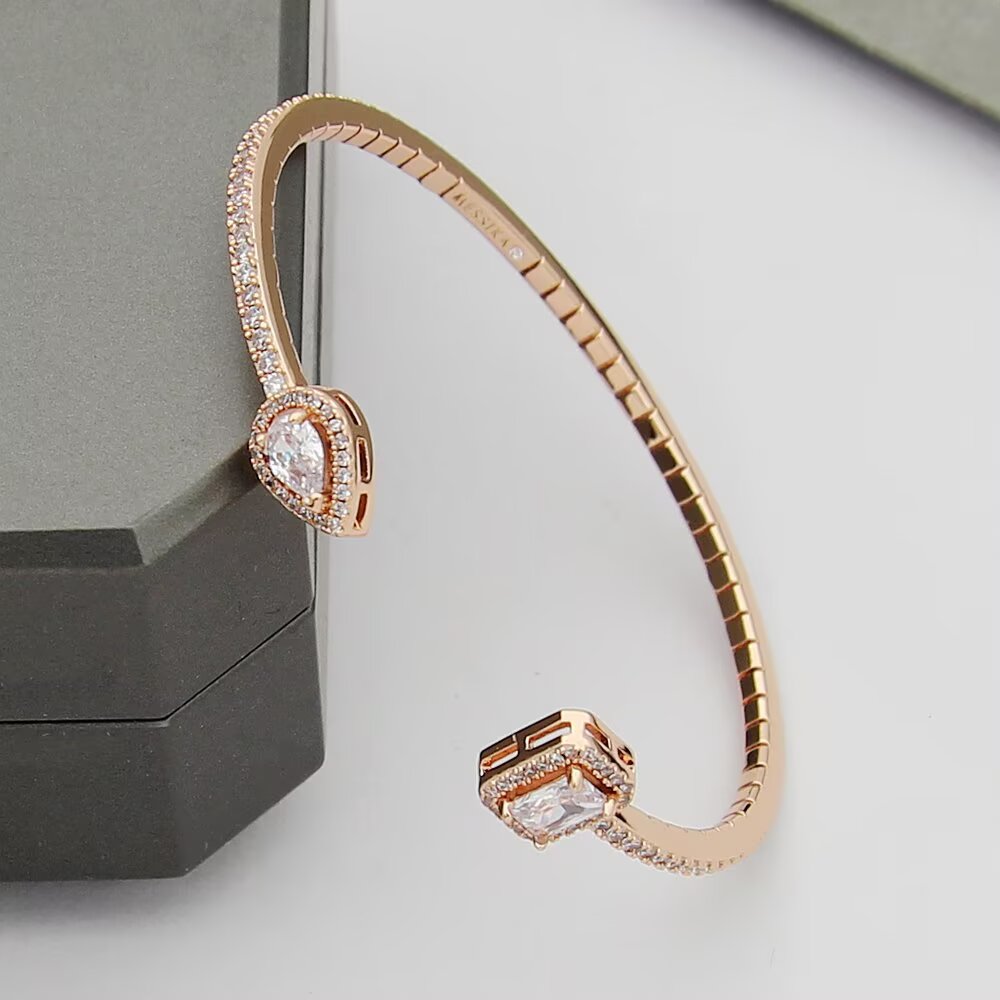 rose gold crystal rose Bangle for women - alternate angle view 7