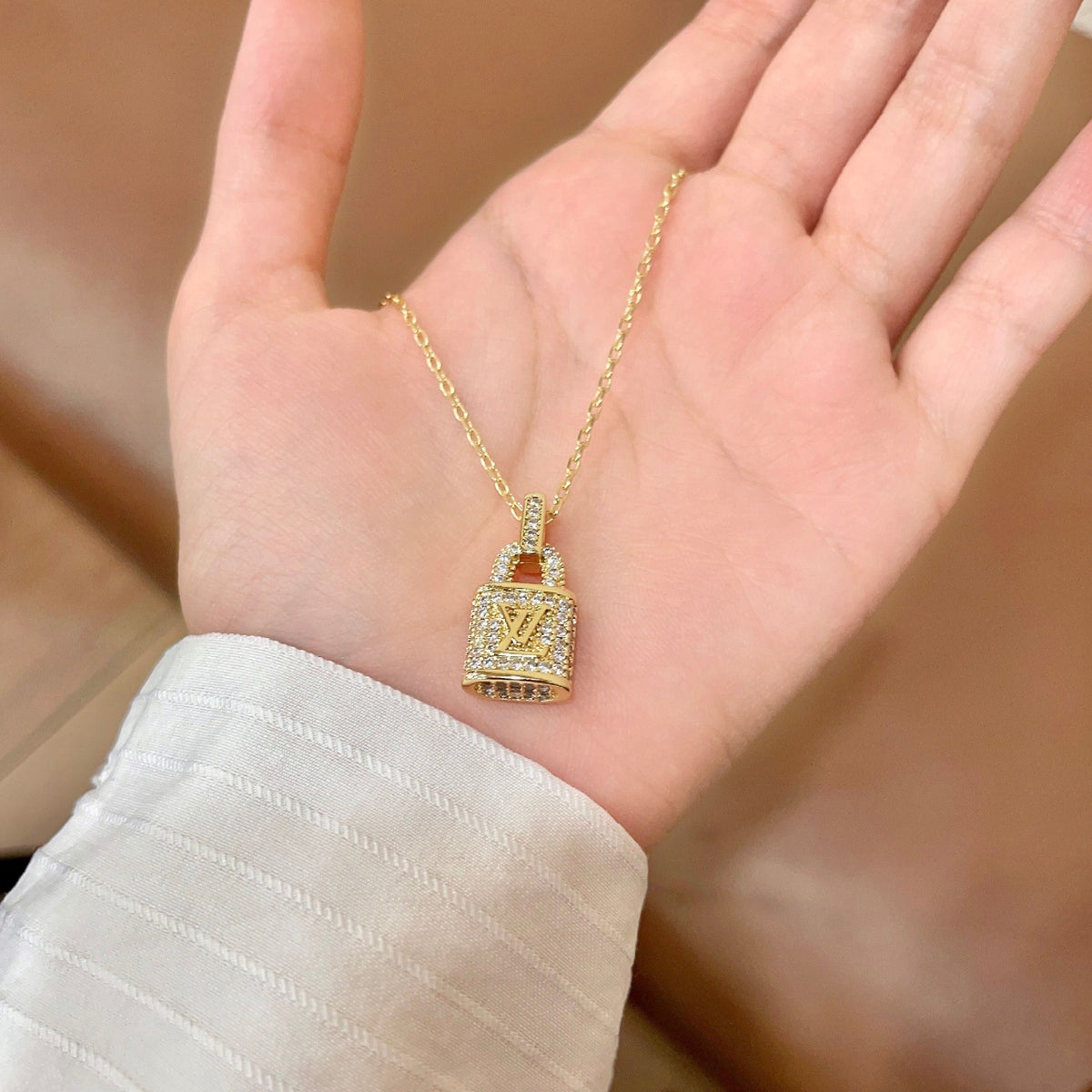 gold brass floral Pendant for women - alternate angle view 4