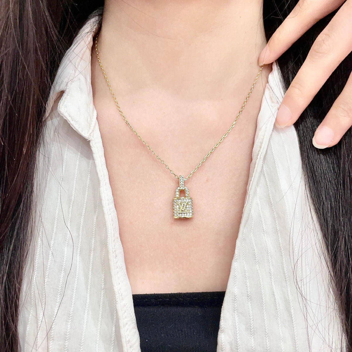 gold brass floral Pendant for women - product detail view