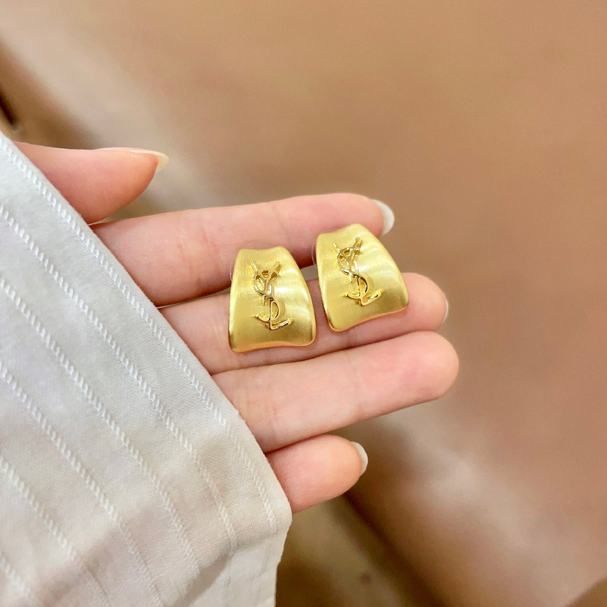 gold 925 sterling silver vintage Stud Earrings for women - alternate angle view 4