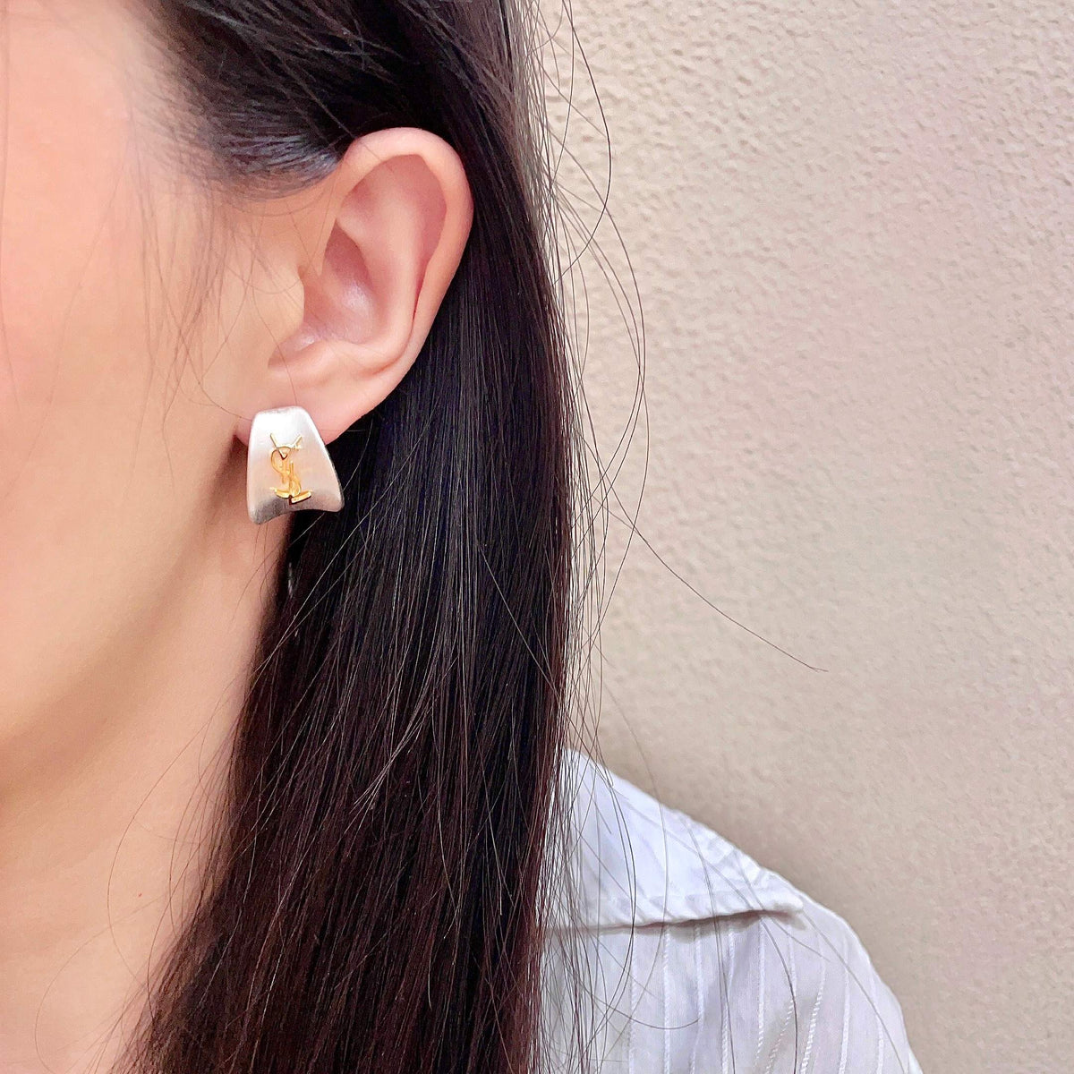 gold 925 sterling silver vintage Stud Earrings for women - alternate angle view 3