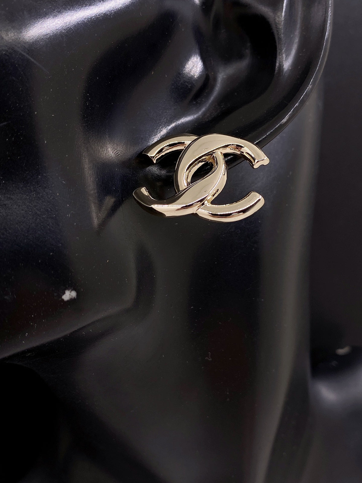 light gold brass Stud Earrings for women - alternate angle view 2