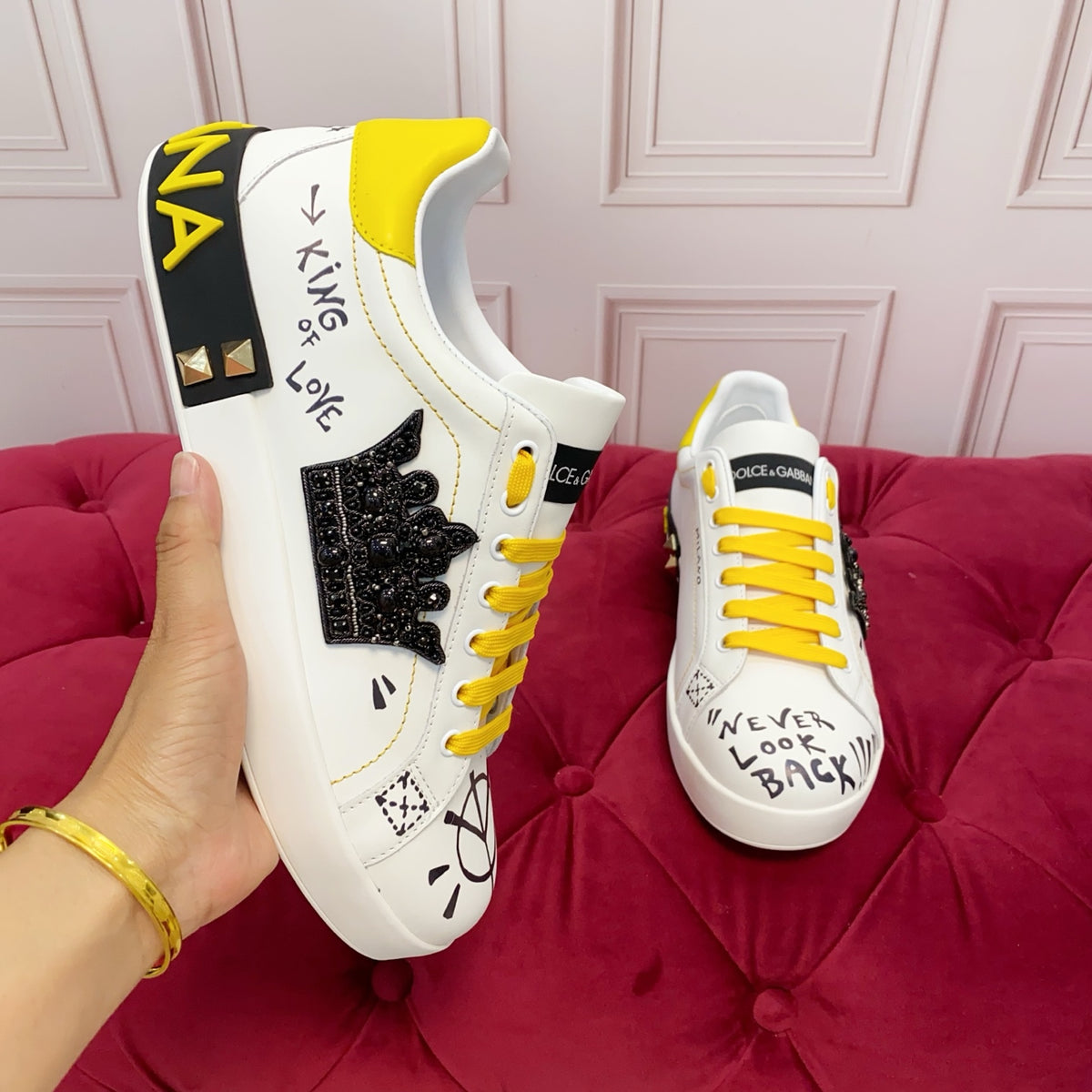 Dolce & Gabbana DG Heavy-Craft Calfskin Sneakers with 5D Accents