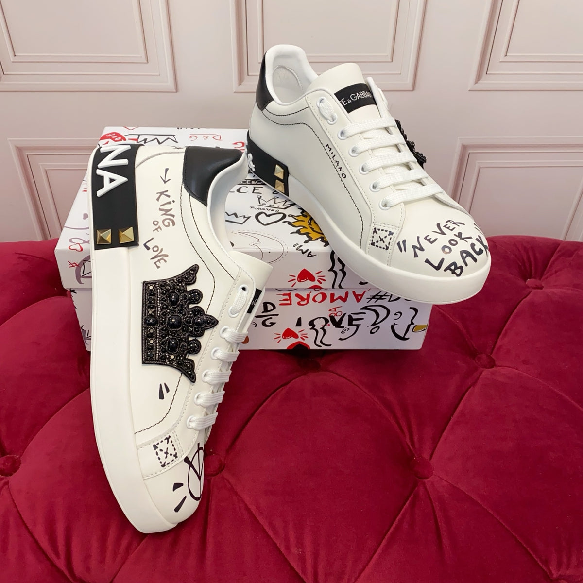 Dolce & Gabbana DG Heavy-Craft Calfskin Sneakers with 5D Accents