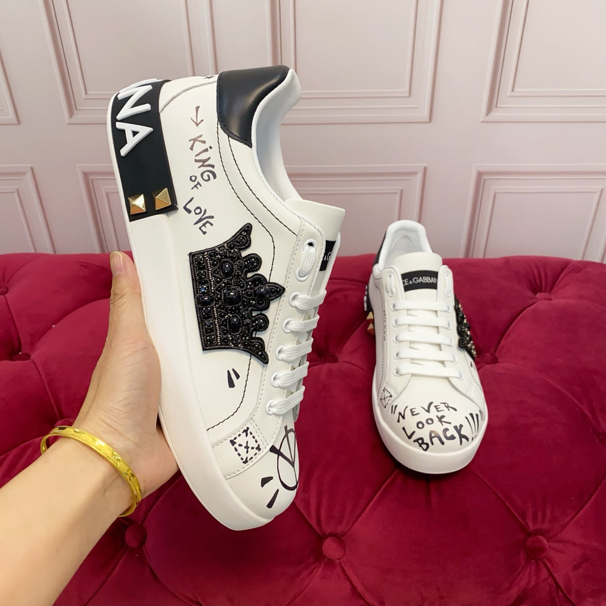 Dolce & Gabbana DG Heavy-Craft Calfskin Sneakers with 5D Accents