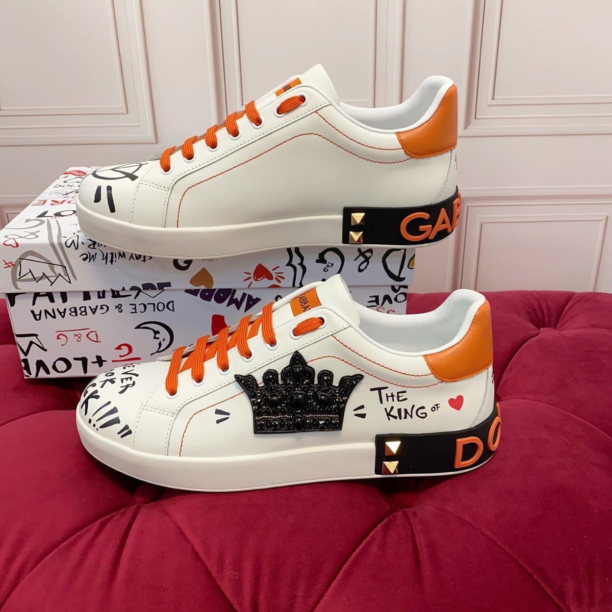 Dolce & Gabbana DG Heavy-Craft Calfskin Sneakers with 5D Accents