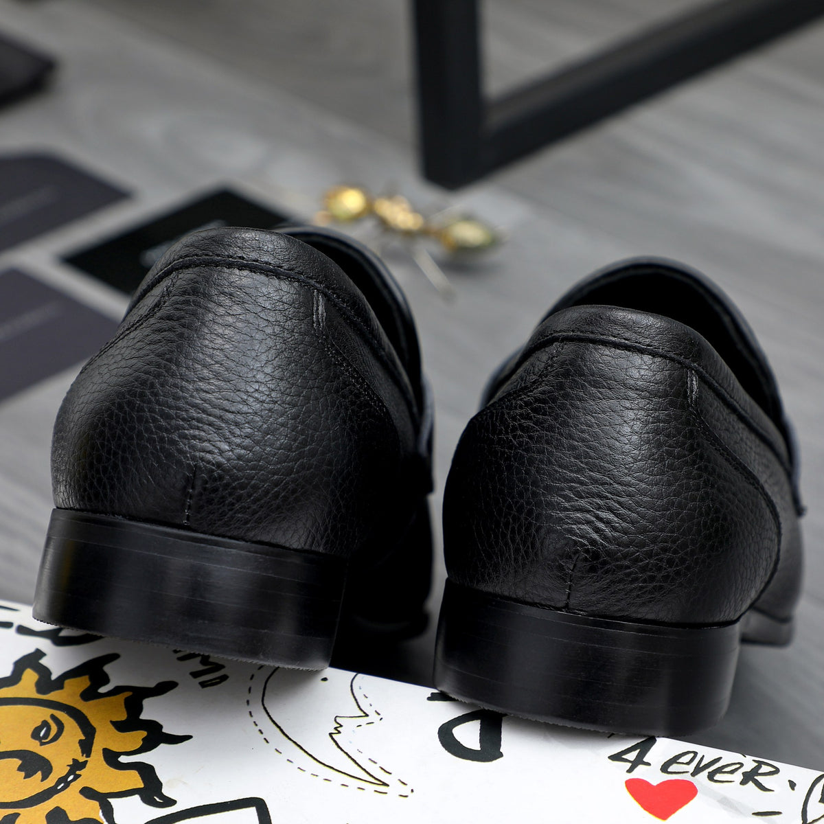 Dolce & Gabbana DG Men's Business Slip-On Dress Shoes with Metal Buckle