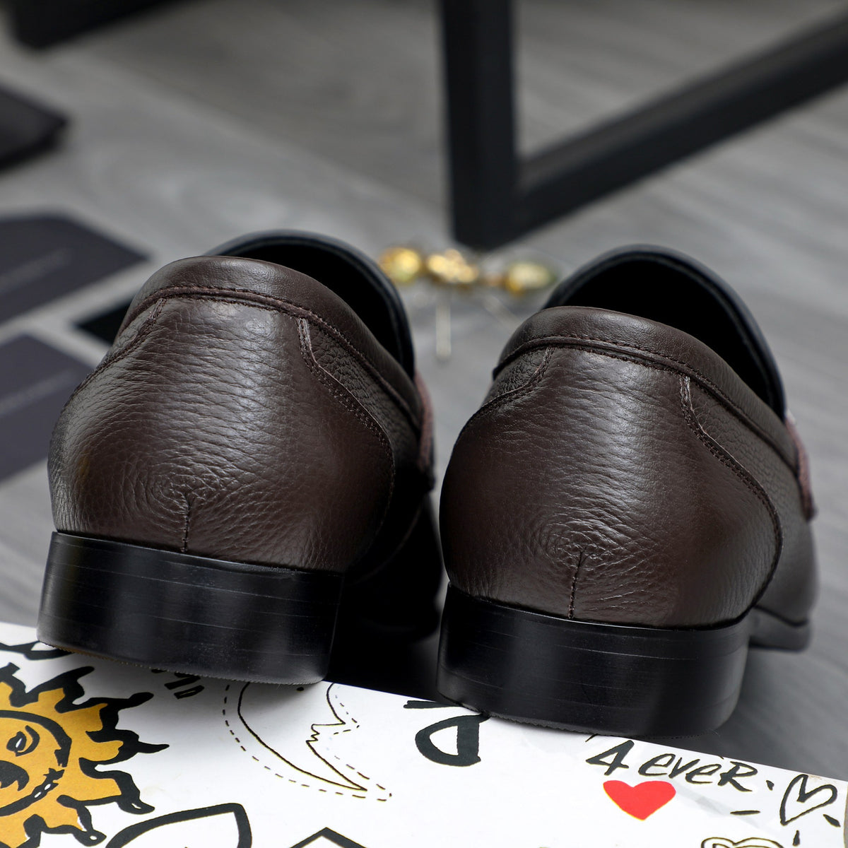 Dolce & Gabbana DG Men's Business Slip-On Dress Shoes with Metal Buckle
