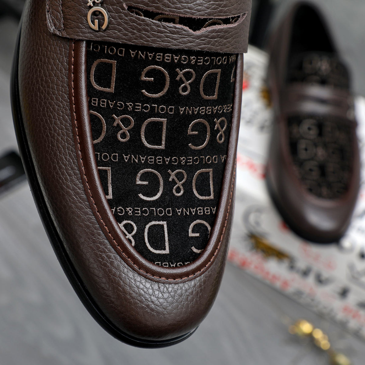 Dolce & Gabbana DG Men's Business Slip-On Dress Shoes with Metal Buckle