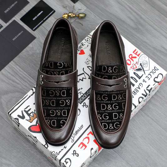 Dolce & Gabbana DG Men's Business Slip-On Dress Shoes with Metal Buckle