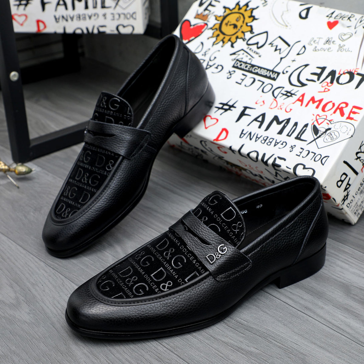 Dolce & Gabbana DG Men's Business Slip-On Dress Shoes with Metal Buckle
