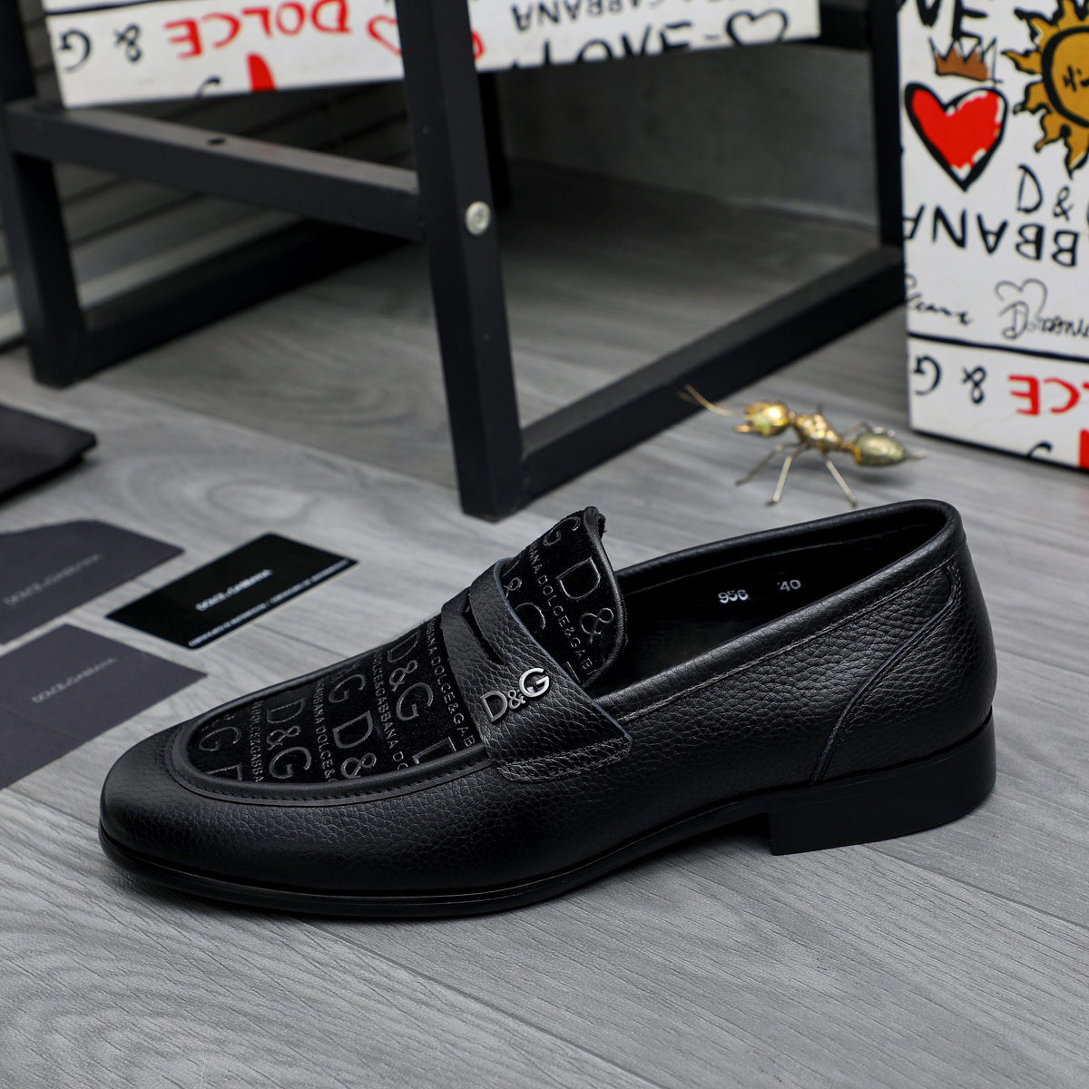 Dolce & Gabbana DG Men's Business Slip-On Dress Shoes with Metal Buckle