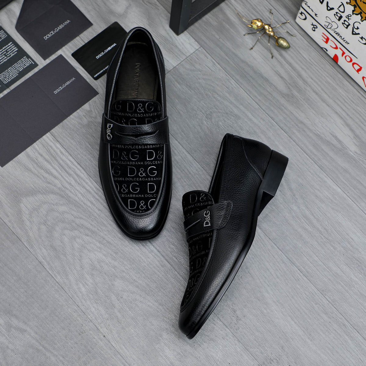 Dolce & Gabbana DG Men's Business Slip-On Dress Shoes with Metal Buckle