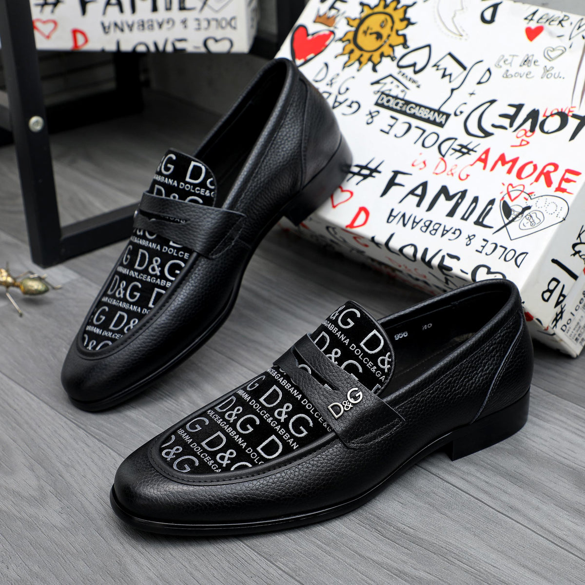 Dolce & Gabbana DG Men's Business Slip-On Dress Shoes with Metal Buckle