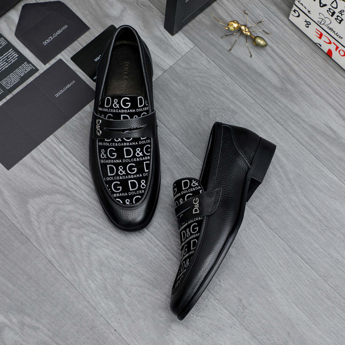 Dolce & Gabbana DG Men's Business Slip-On Dress Shoes with Metal Buckle