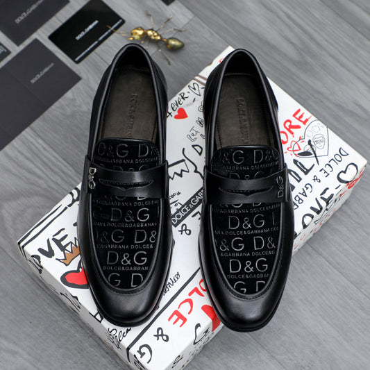 Dolce & Gabbana DG Men's Business Slip-On Dress Shoes with Metal Buckle