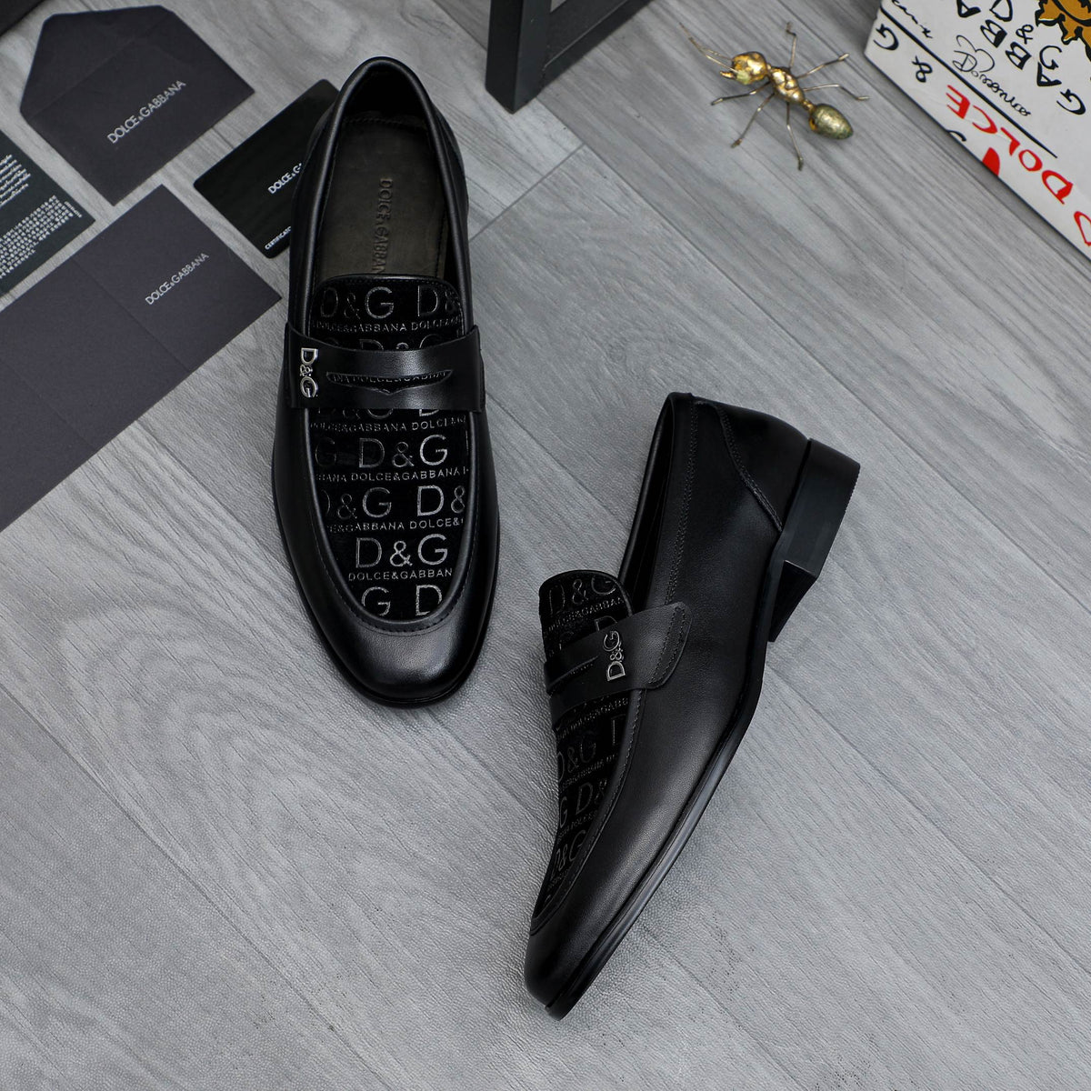 Dolce & Gabbana DG Men's Business Slip-On Dress Shoes with Metal Buckle