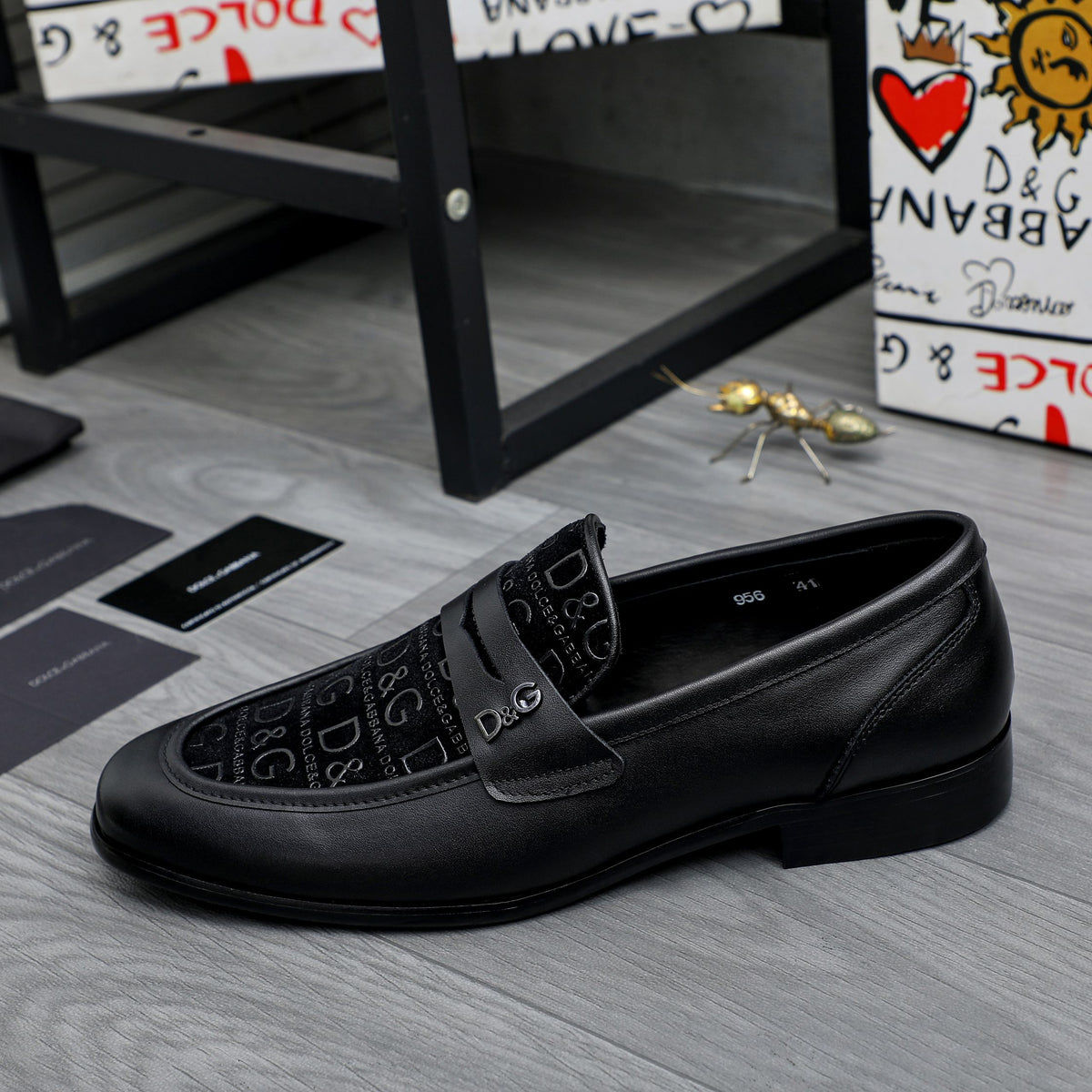 Dolce & Gabbana DG Men's Business Slip-On Dress Shoes with Metal Buckle