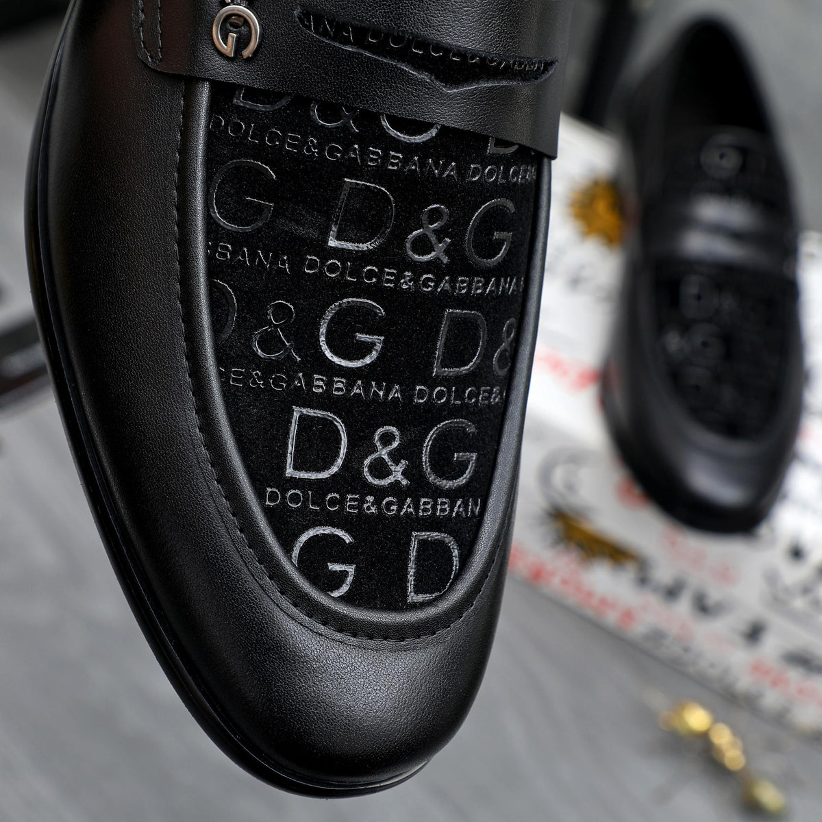 Dolce & Gabbana DG Men's Business Slip-On Dress Shoes with Metal Buckle