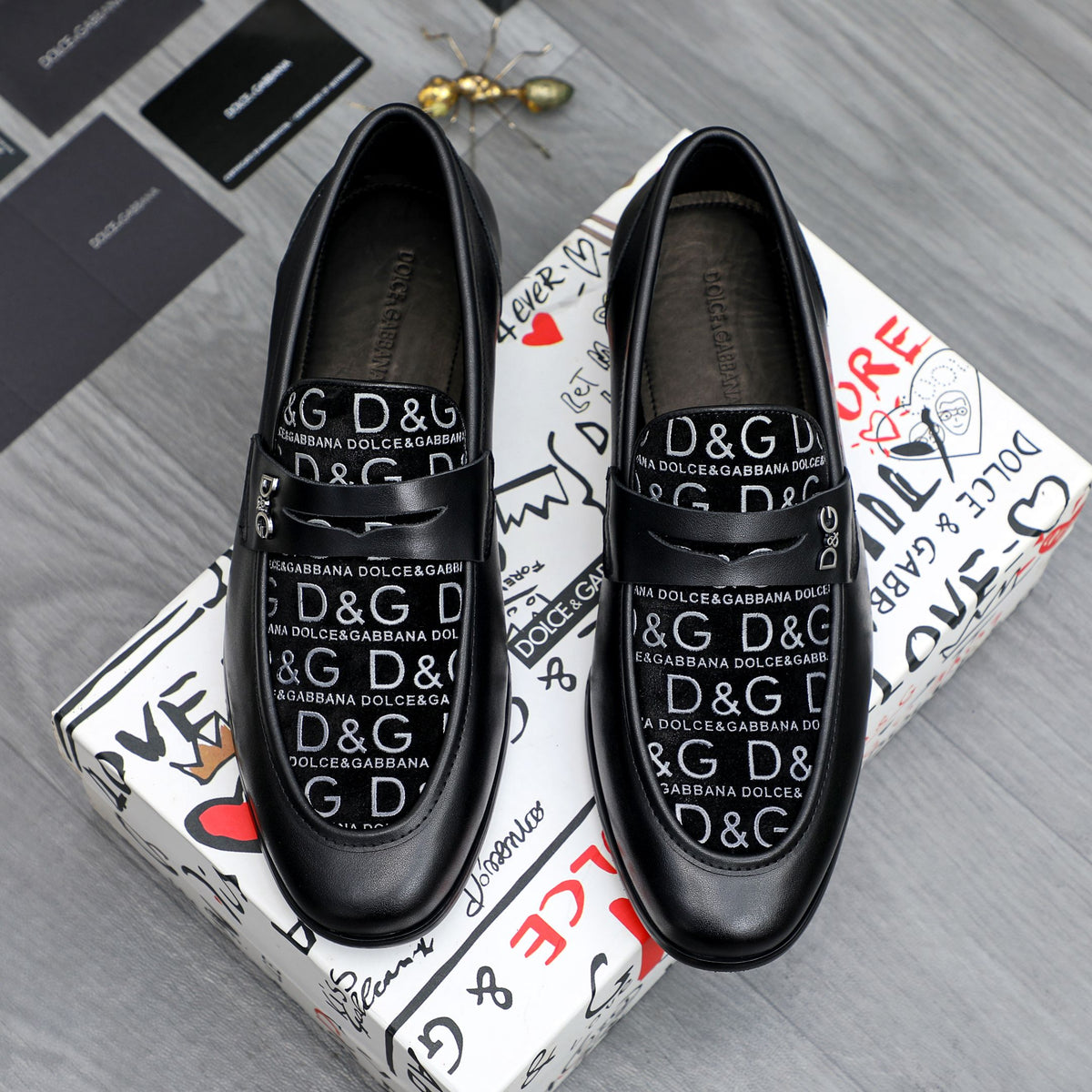 Dolce & Gabbana DG Men's Business Slip-On Dress Shoes with Metal Buckle